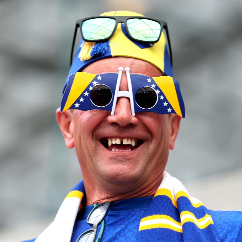 Bosnia and Herzegovina fan before the World Cup group stage match