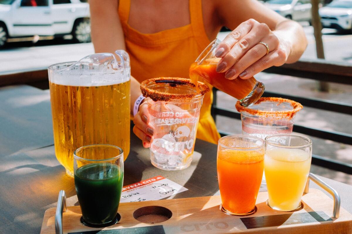 A michelada tasting flight at Cerveza Cito in Santa Ana.