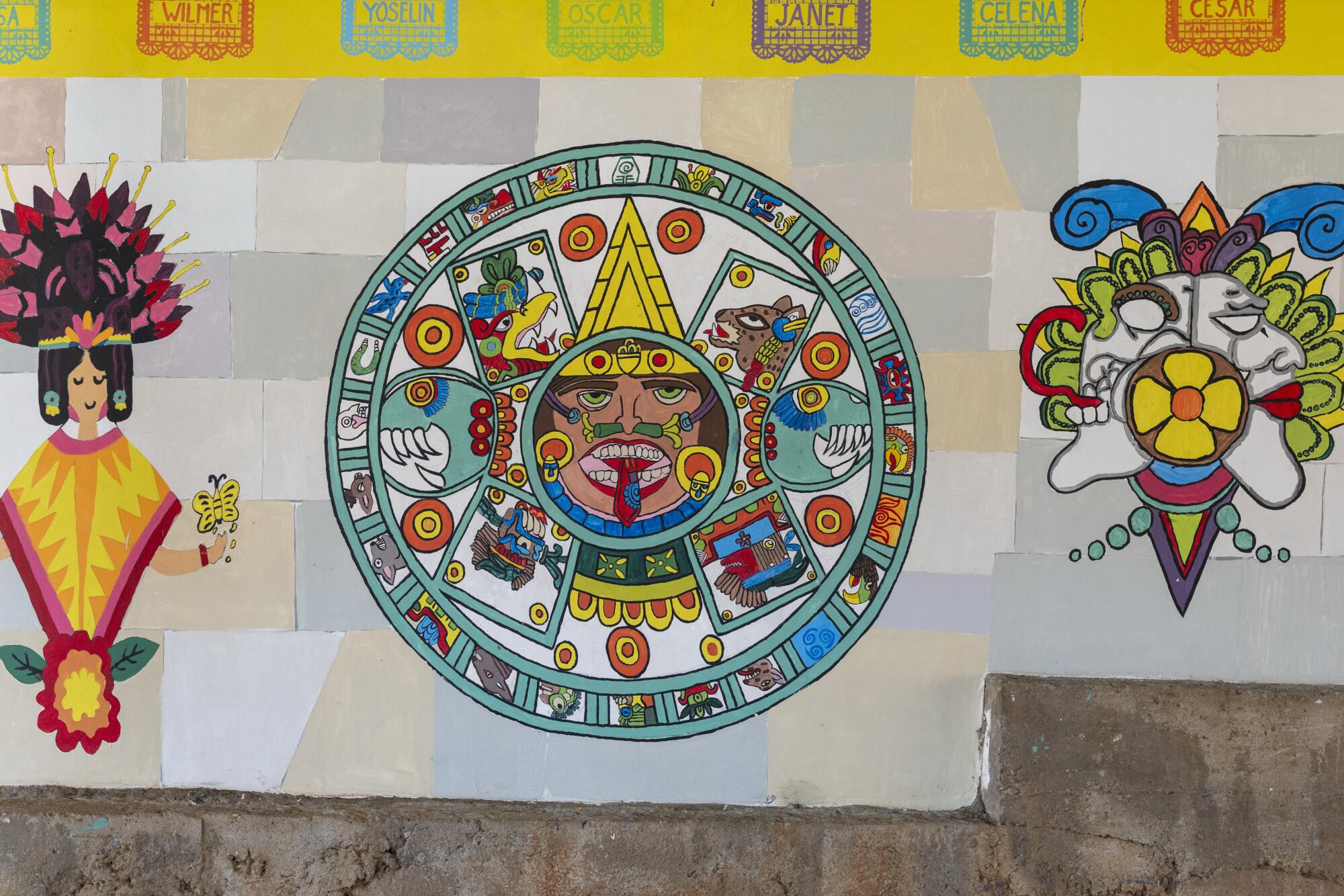 Part of a mural made by local students and families at an elementary school