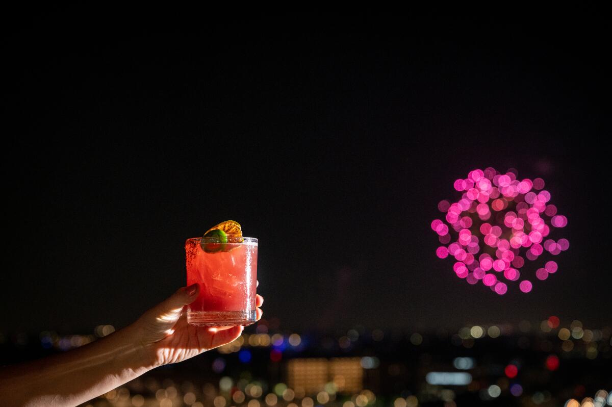 Rooftop restaurant Top of the V will host a buffet with surrounding firework displays in Anaheim this Fourth of July.