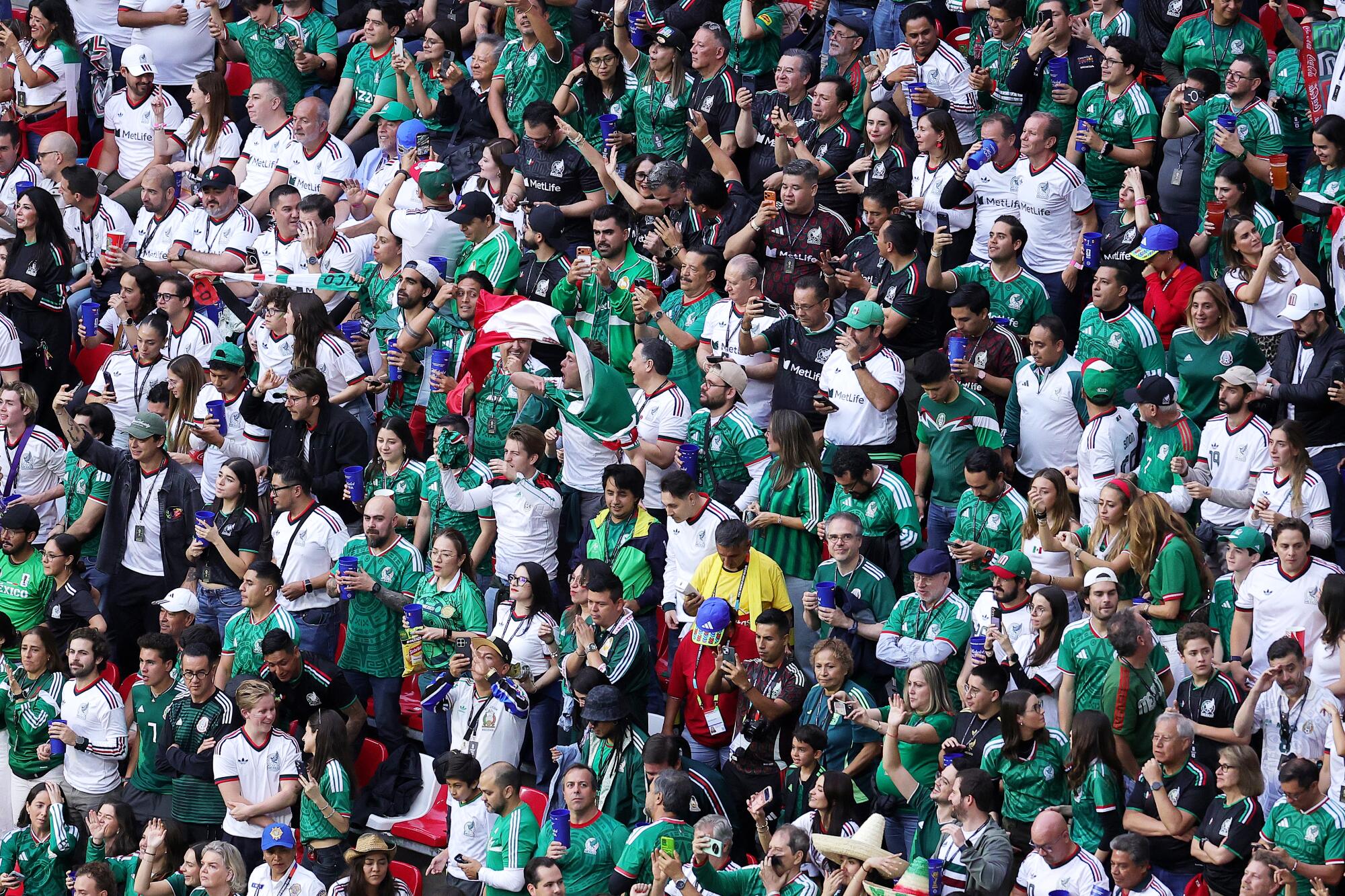 Mexico fans cheer during a World Cup game against Czechia at Azteca Stadium on June 24.