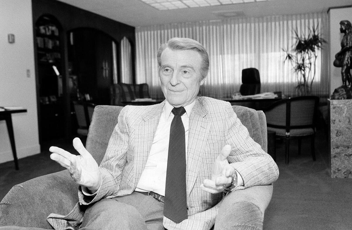 Television host Ralph Edwards in his Hollywood office on April 14, 1987.