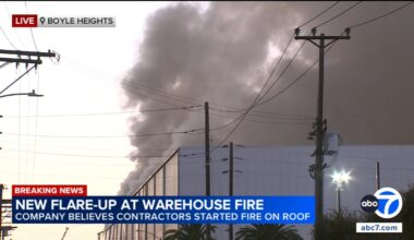 Smoke from warehouse fire continues to drift beyond Boyle Heights