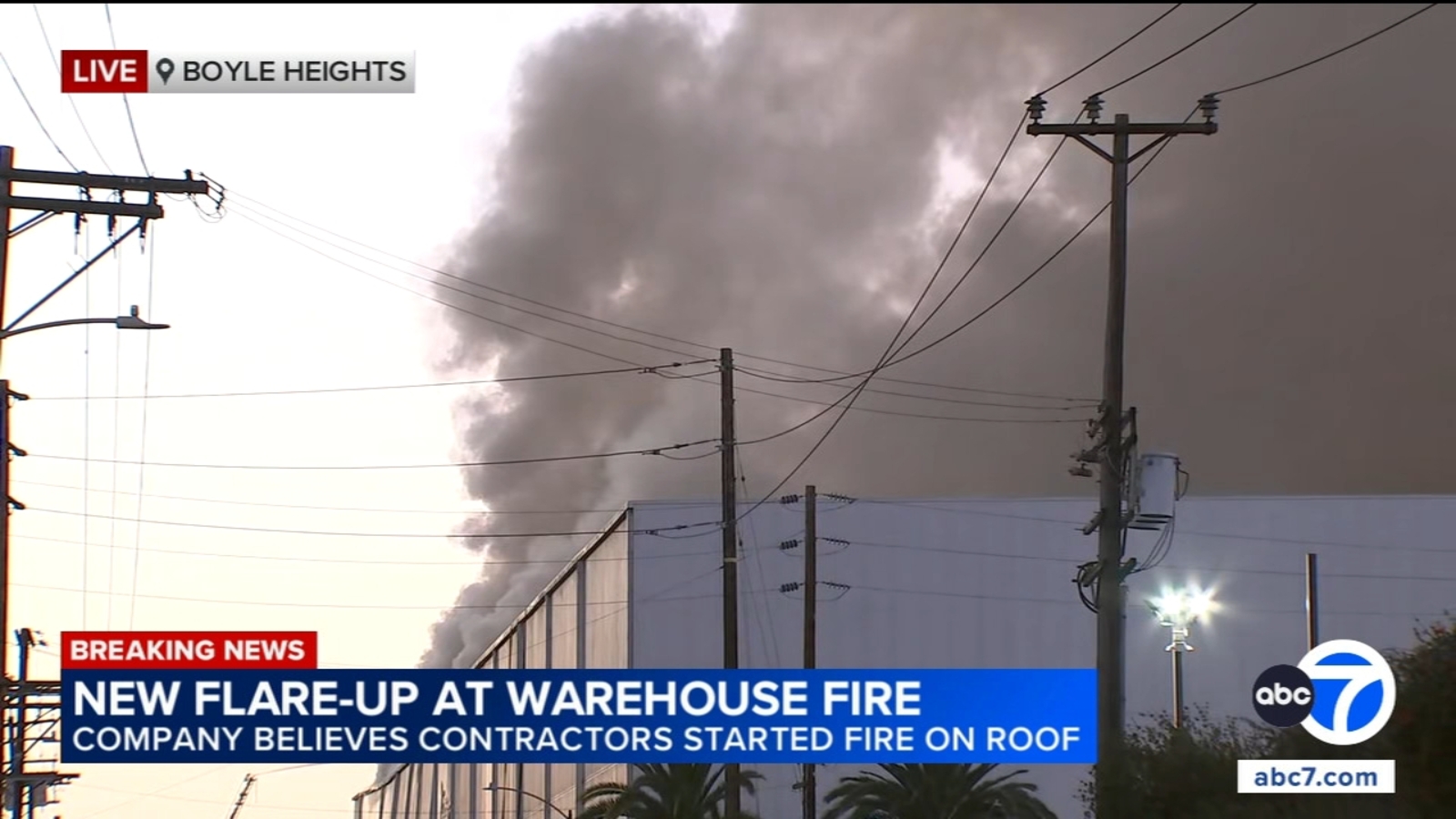 Smoke from warehouse fire continues to drift beyond Boyle Heights