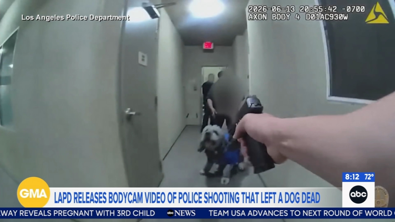 Los Angeles Police Department releases body camera footage showing officer, killing dog during Knicks celebration