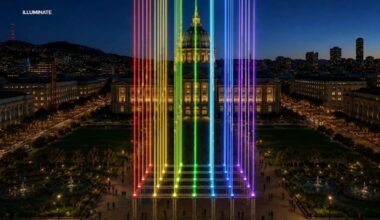 New '7x7' large-scale laser art exhibit by Illuminate to debut in San Francisco's Civic Center Plaza this weekend