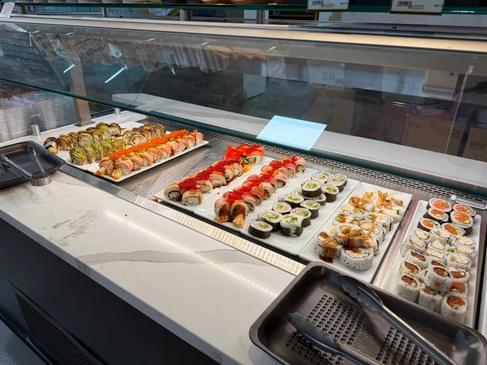 Customers can grab their sushi of choice, and everything will be weighed at checkout for $17.99 per pound.