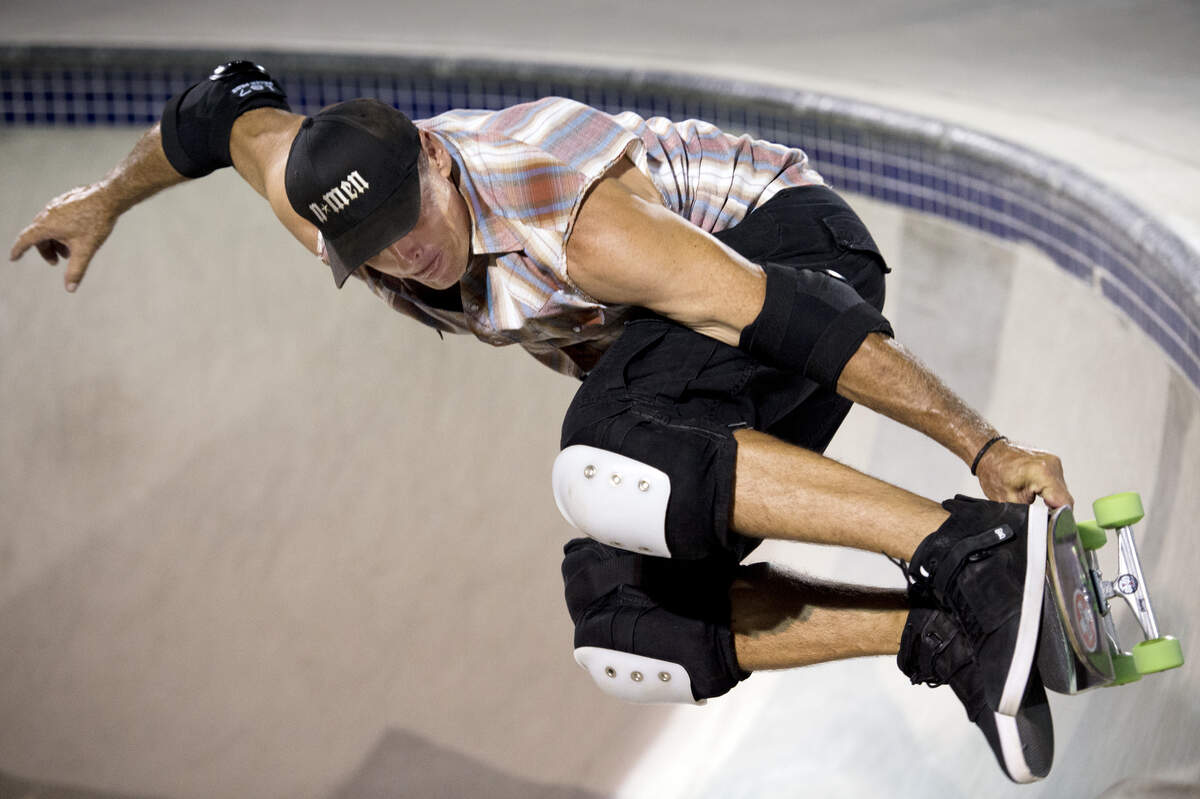 N-Men member Steve "Steve-O" Brockway, 52, skates in the peanut bowl at the Granite Skateboard Park on Aug. 13, 2013, in Sacramento. The N-Men are Sacramento's longest-running skateboard crew with many members in their forties to fifties.
