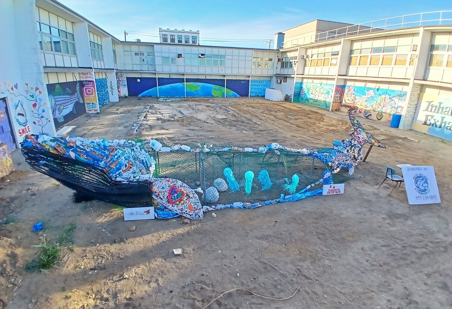 At roughly 20 feet long, the eye-catching sculpture is the size of a newborn whale calf.