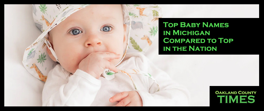 Top Baby Names in Michigan Compared to Top in the Nation
