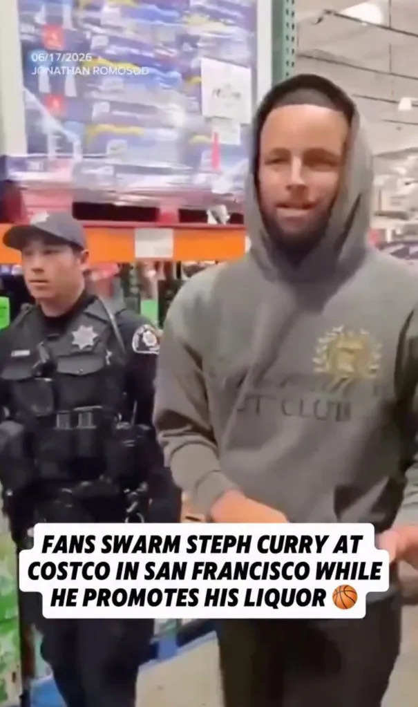 Steph Curry was spotted by a large group of Warriors fans at a Costco in South San Francisco. Abc7newsbayarea/Jonathan Romosod
