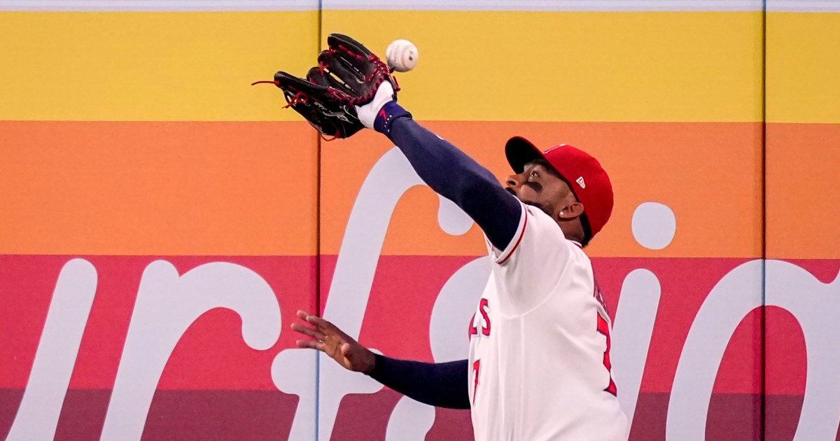 Ball bounces off Angels outfielder Jo Adell’s head for a home run