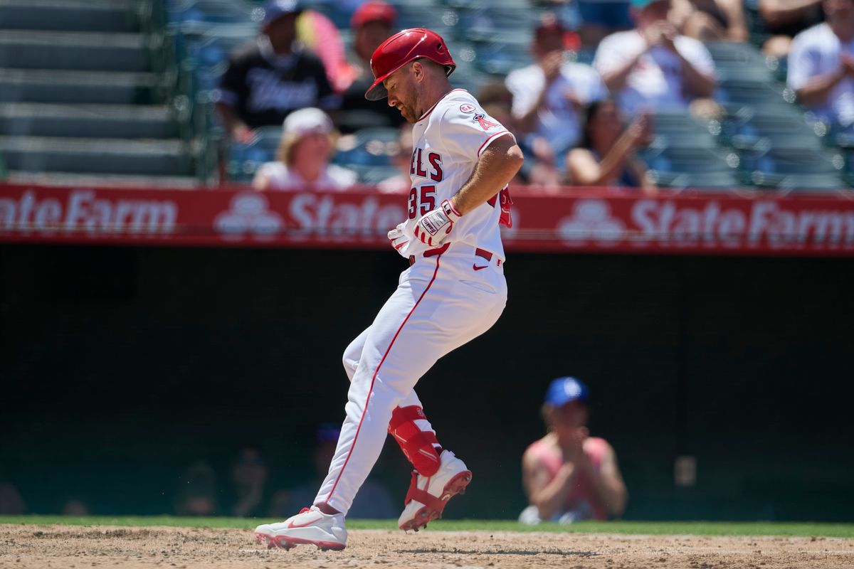 The Los Angeles Angels Donovan Walton #35 hits a home run during an MLB game against The Tampa Bay Rays on June 14th, 2026 at Angel Stadium in Anaheim, California. The Los Angeles Angels Donovan Walton #35 hits a home run during an MLB game against The Tampa Bay Rays on June 14th, 2026 at Angel Stadium in Anaheim, California.
