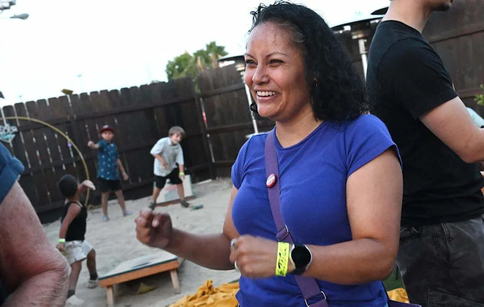 31st Assembly candidate Sandra Celedon is seen during a campaign gathering Tuesday night, June 2, 2026 in Fresno.