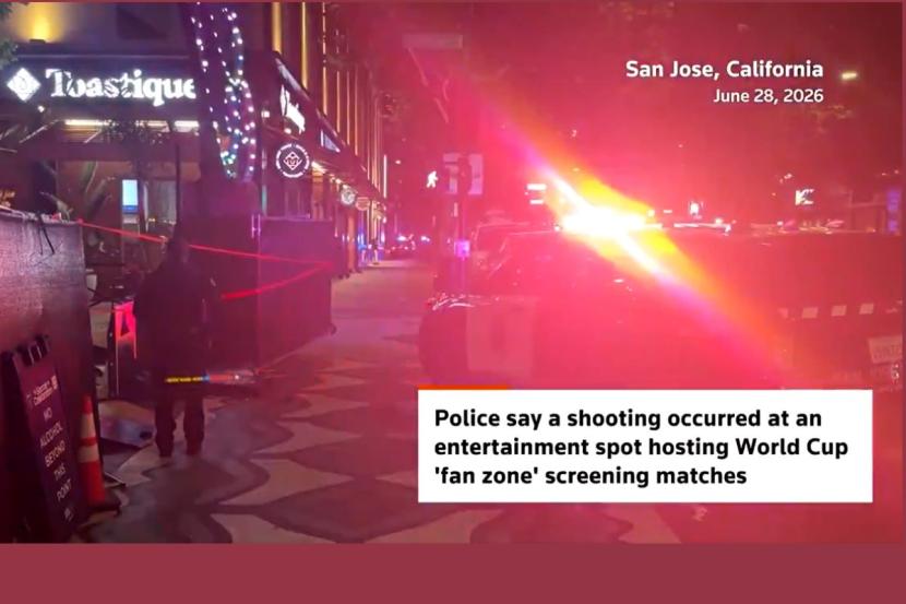 At least one person was killed and another seriously injured on Sunday (June 28) in a shooting at a popular entertainment spot in San Jose, California that has been hosting World Cup "fan zone" screening matches, police said At least one person was killed and another seriously injured on Sunday (June 28) in a shooting at a popular entertainment spot in San Jose, California that has been hosting World Cup "fan zone" screening matches, police said