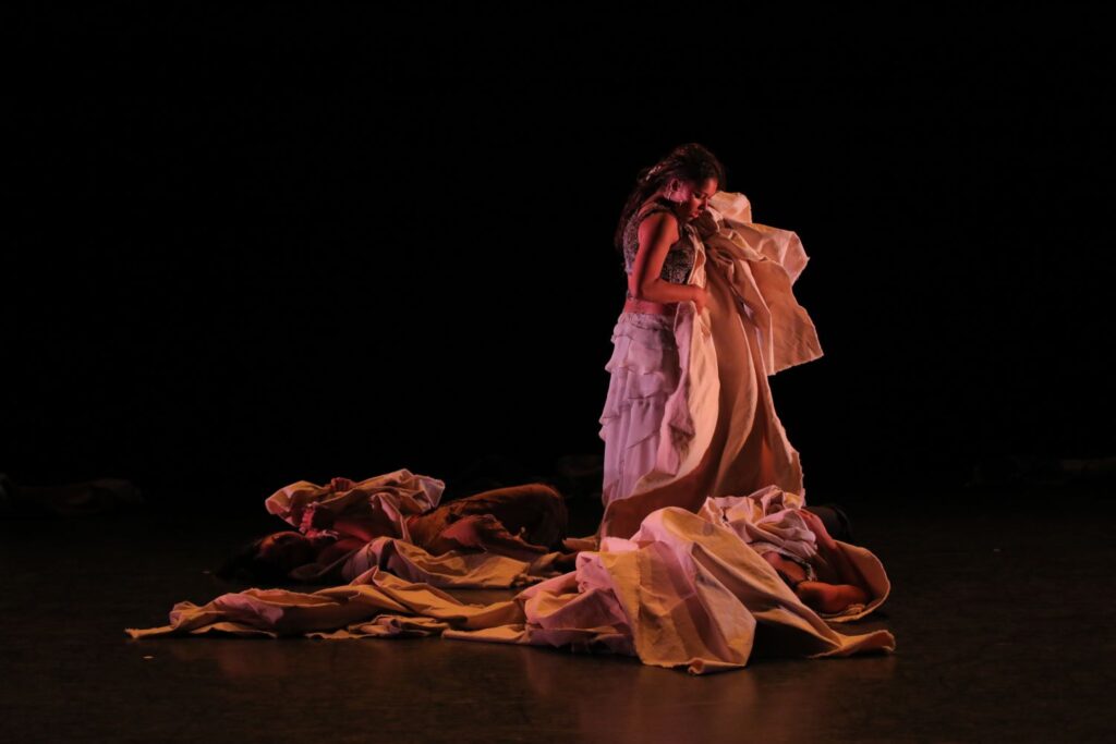 Dance at the Odyssey - Ellington Persley (standing) in "Vestibule" choreography by Kate Myers - Photo by Gunindu Abeysekera.