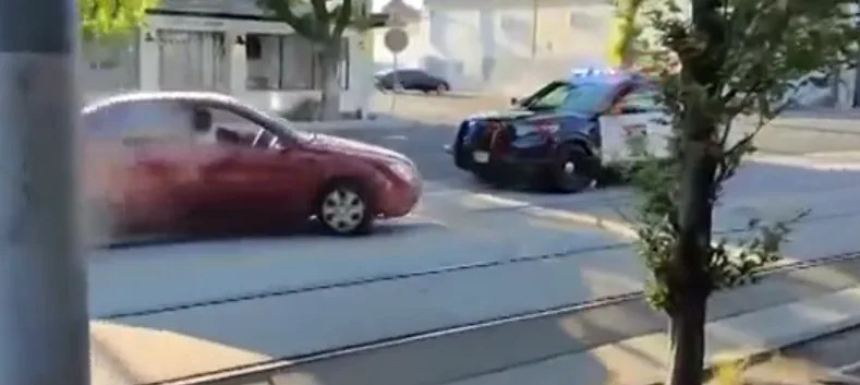 police officer taken to hospital after chase ends in crash