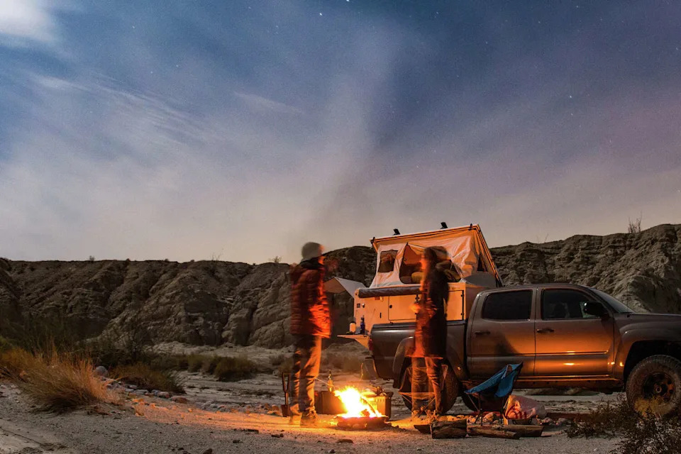Campers gather around a fire in California's Anza-Borrego Desert State Park. (ianmcdonnell/Getty Images/iStockphoto)