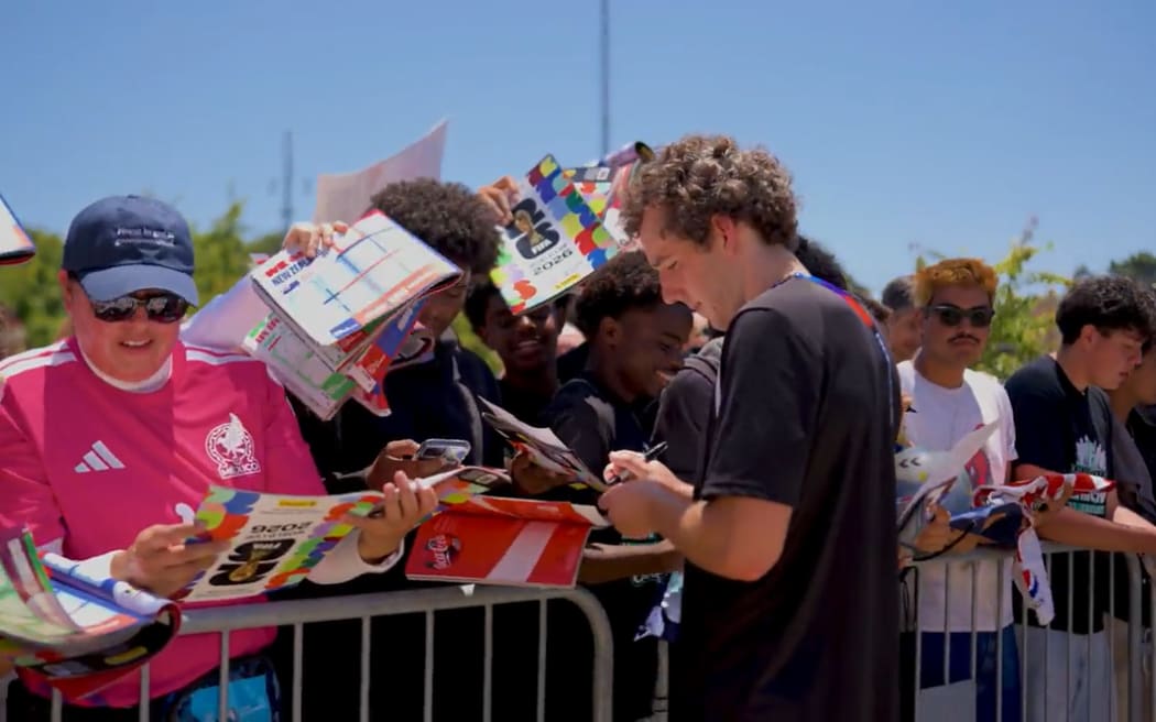 All White Joe Bell mixing with fans at the team's training base in San Diego.