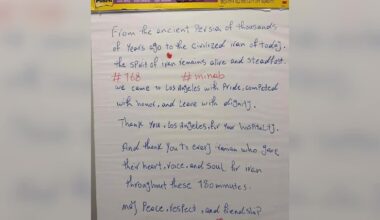 Iran soccer team leaves handwritten note at Los Angeles hotel. Here’s their message