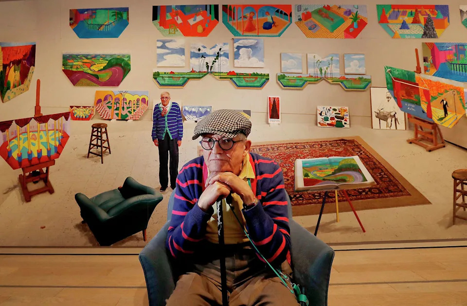 Artist David Hockney at the Los Angeles County Museum of Art in Los Angeles, California on April 11, 2018. (Luis Sinco/TNS)