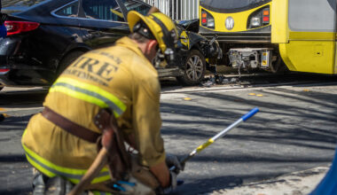 Car rear-ends Metro train in downtown Long Beach • Long Beach Post News