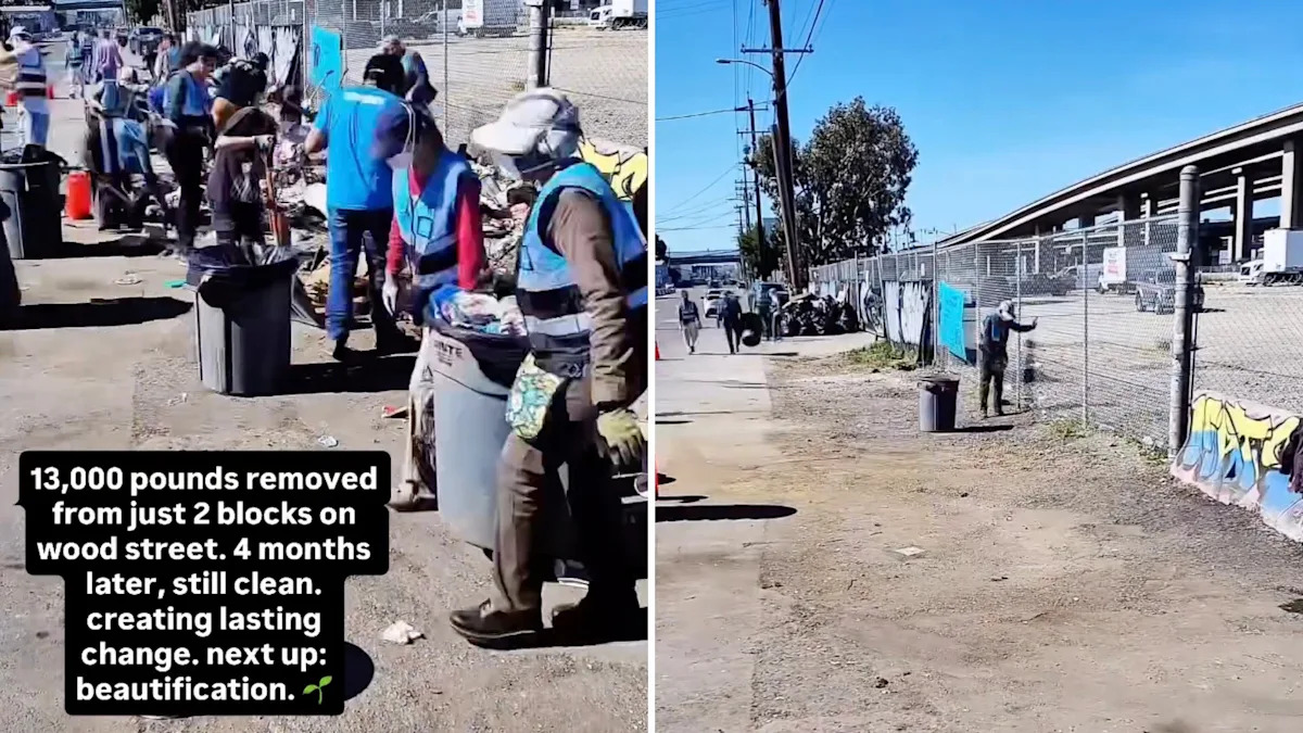 They cleared 13,000 pounds of dumping from 2 Oakland blocks. Four months later, beautification is next