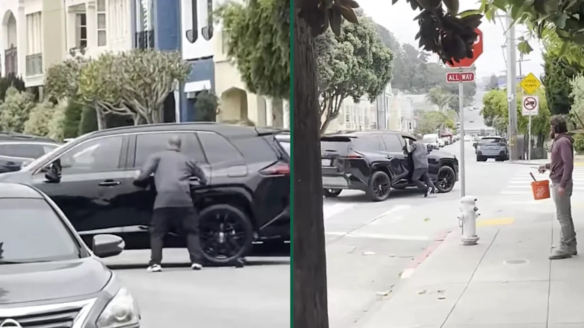 San Francisco Road Rager Rips off SUV Mirror and Hangs Onto Vehicle as It Drives Away