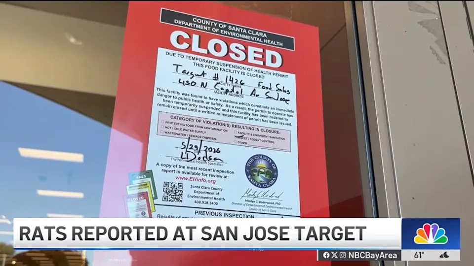 Rat problem prompts food-area closure at San Jose Target in Northern California. NBC Bay Area