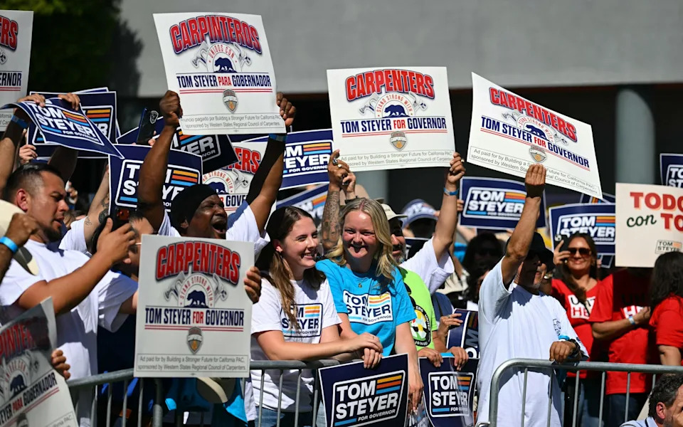 Mr Steyer's supporters at a rally