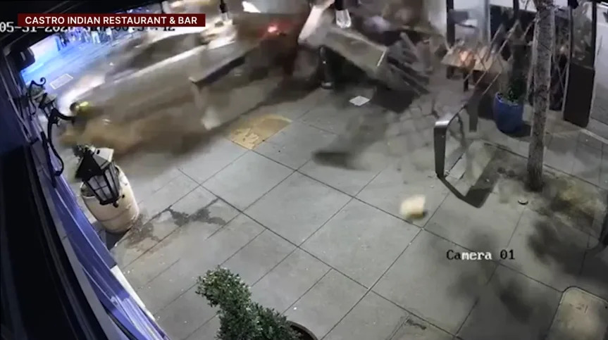 A car crashed into a restaurant in San Francisco’s Castro District overnight on May 31. (Courtesy: Castro Indian Restaurant & Bar)