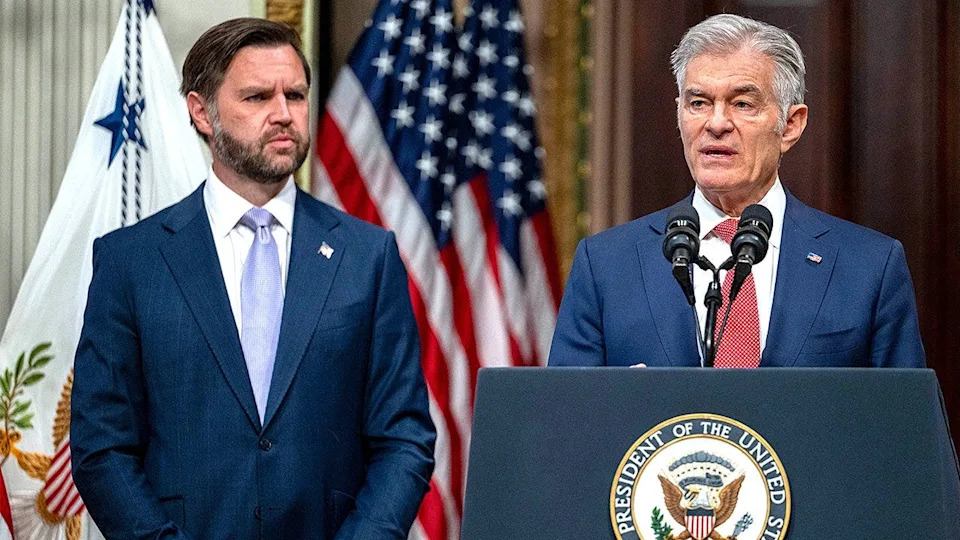 Mehmet Oz and Vice President JD Vance attend White House anti-fraud briefing.