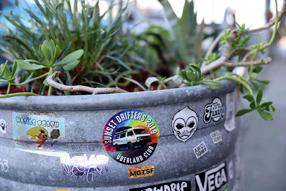 Planter on Noriega Street in the Outer Sunset neighborhood of San Francisco, Calif. San Francisco wants to make more daylighted corners harder to block - and more attractive. A new pilot lets neighborhood groups add planters and murals, but they'll have to pay a fee, maintain the installations and carry insurance for planters. (Scott Strazzante/The Chronicle)
