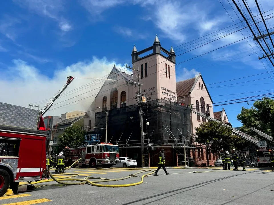 A fire broke out at Seventh-Day Adventist Church on Lower Pacific Heights on Monday, June 29. (Photo: KRON4)