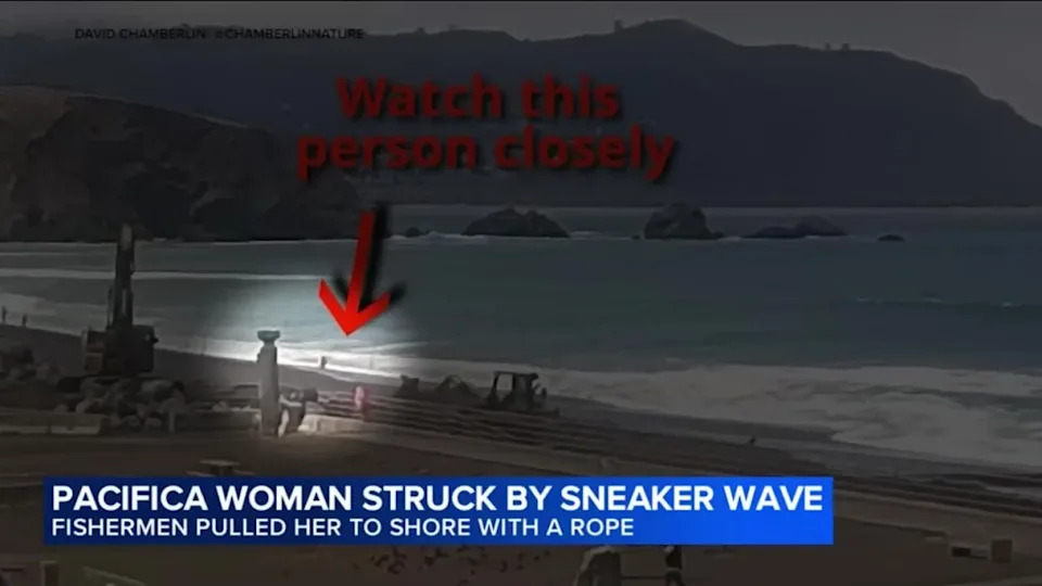 Bae Cadotte was sucked into the Pacific Ocean by a wave but eventually resurfaced after several minutes in the water. ABC7