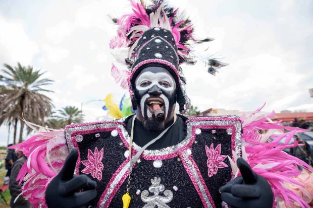 Zulu Tramps parade on Mardi Gras Day in New Orleans, Tuesday, Feb. 17, 2026. (AP Photo/Matthew Hinton)
