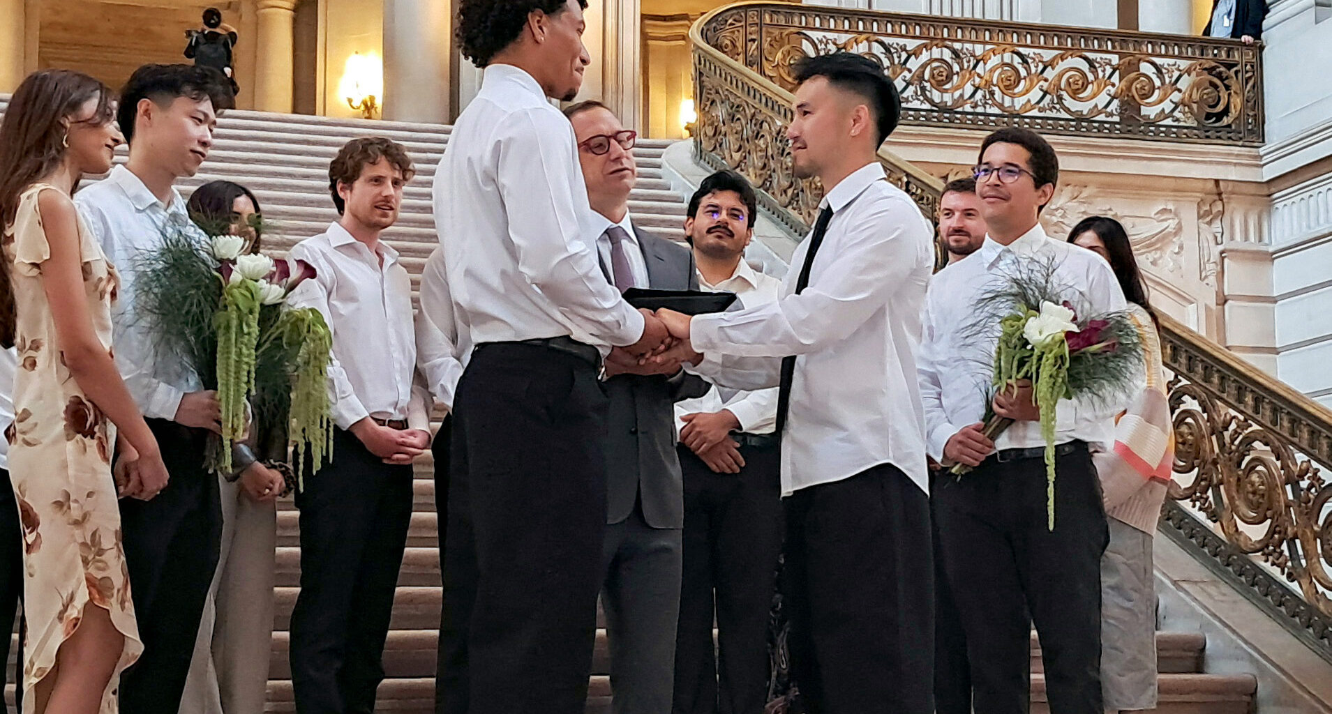 Hundreds wed at San Francisco City Hall on anniversary of same-sex marriage legalization