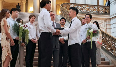 Hundreds wed at San Francisco City Hall on anniversary of same-sex marriage legalization