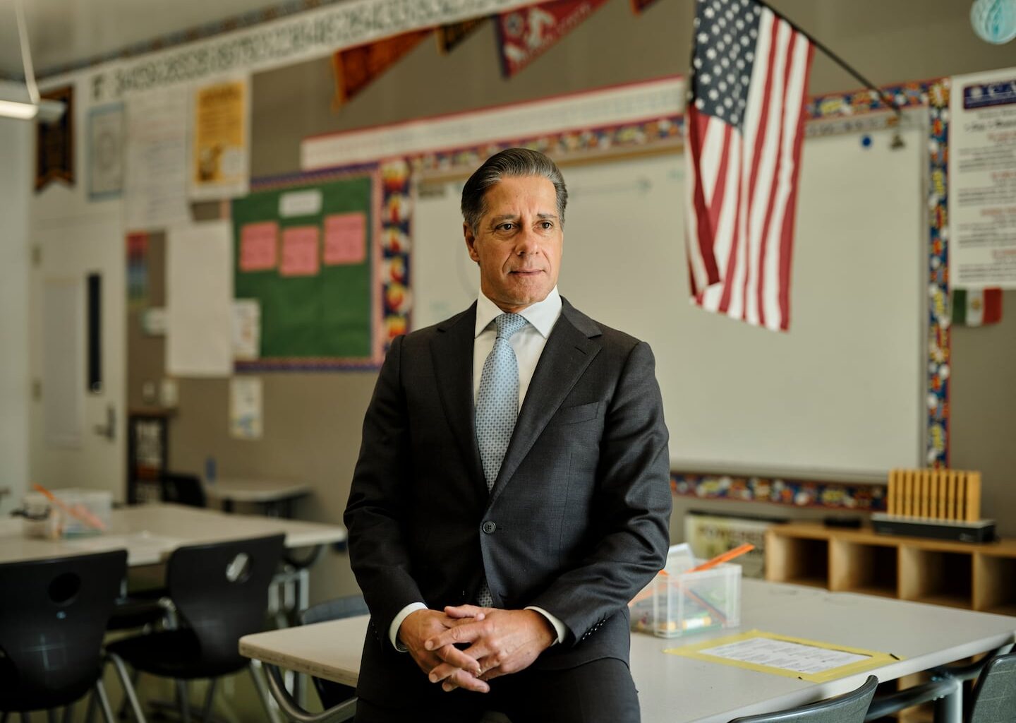 Alberto Carvalho, superintendent of the Los Angeles Unified School District, at a high school in Los Angeles.