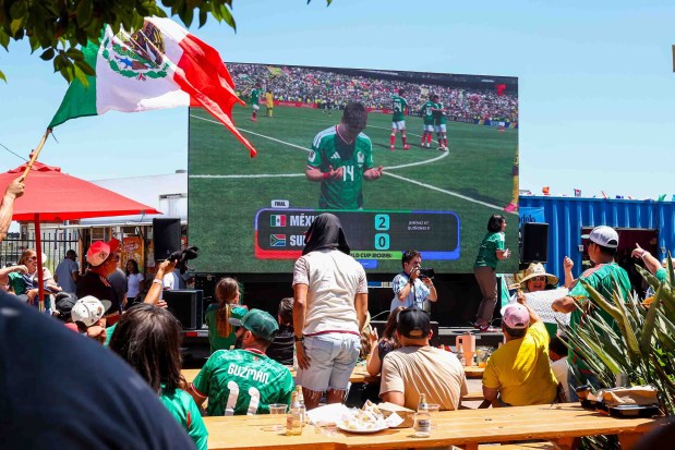 Soccer fans attended a watch party of the World Cup inaugural match between Mexico and South Africa at the Aloha Club in the Fruitvale district of Oakland, Thursday, June 11, 2026. Meico won 2-0. (Ray Chavez/Bay Area News Group)
