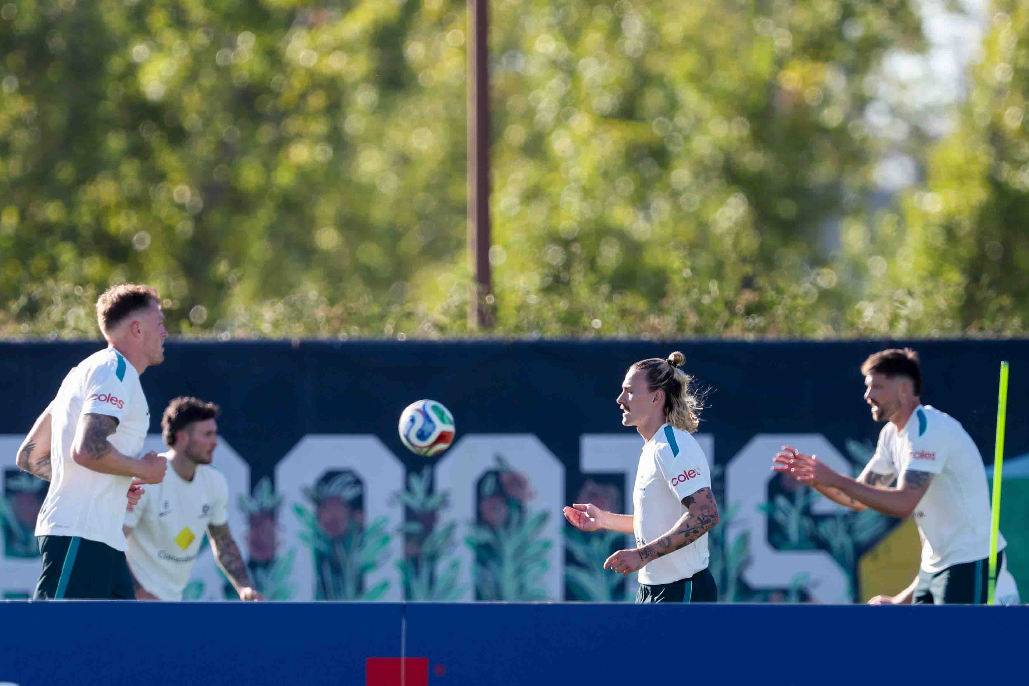 The Australian men’s national soccer team practices ahead of World...