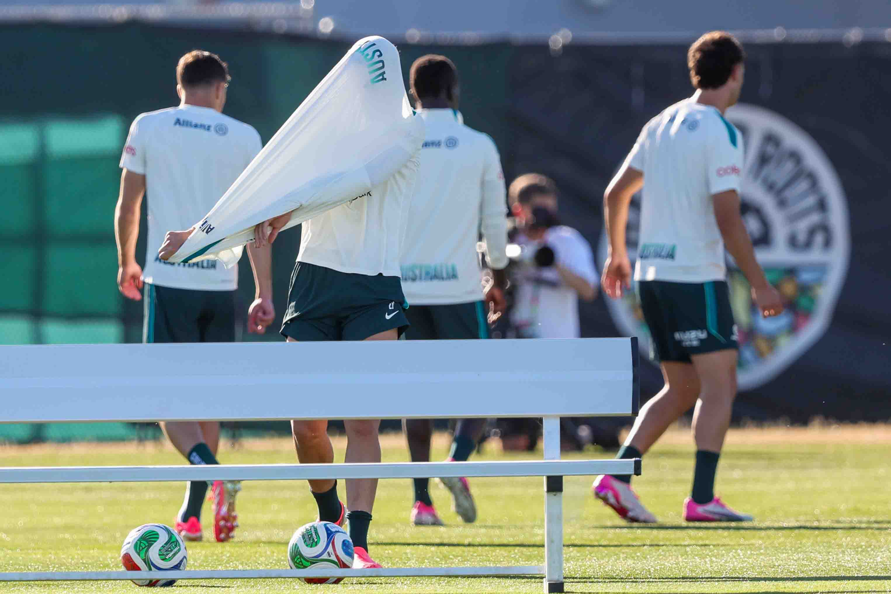 The Australian men’s national soccer team practices ahead of World...