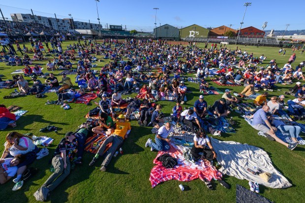 About 1,000 fans watch a US World Cup watch party held at Raimondi Park in Oakland, Calif., on Friday, June 12, 2026. The US played their opening match against Paraguay in the World Cup Group D in Inglewood. (Jose Carlos Fajardo/Bay Area News Group)