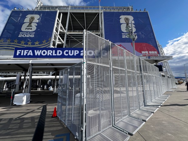 FIFA World Cup signs mark the entrances to Levi's Stadium in Santa Clara, California on June 2, 2026 ahead of the World Cup. (Cam Inman/Bay Area News Group)