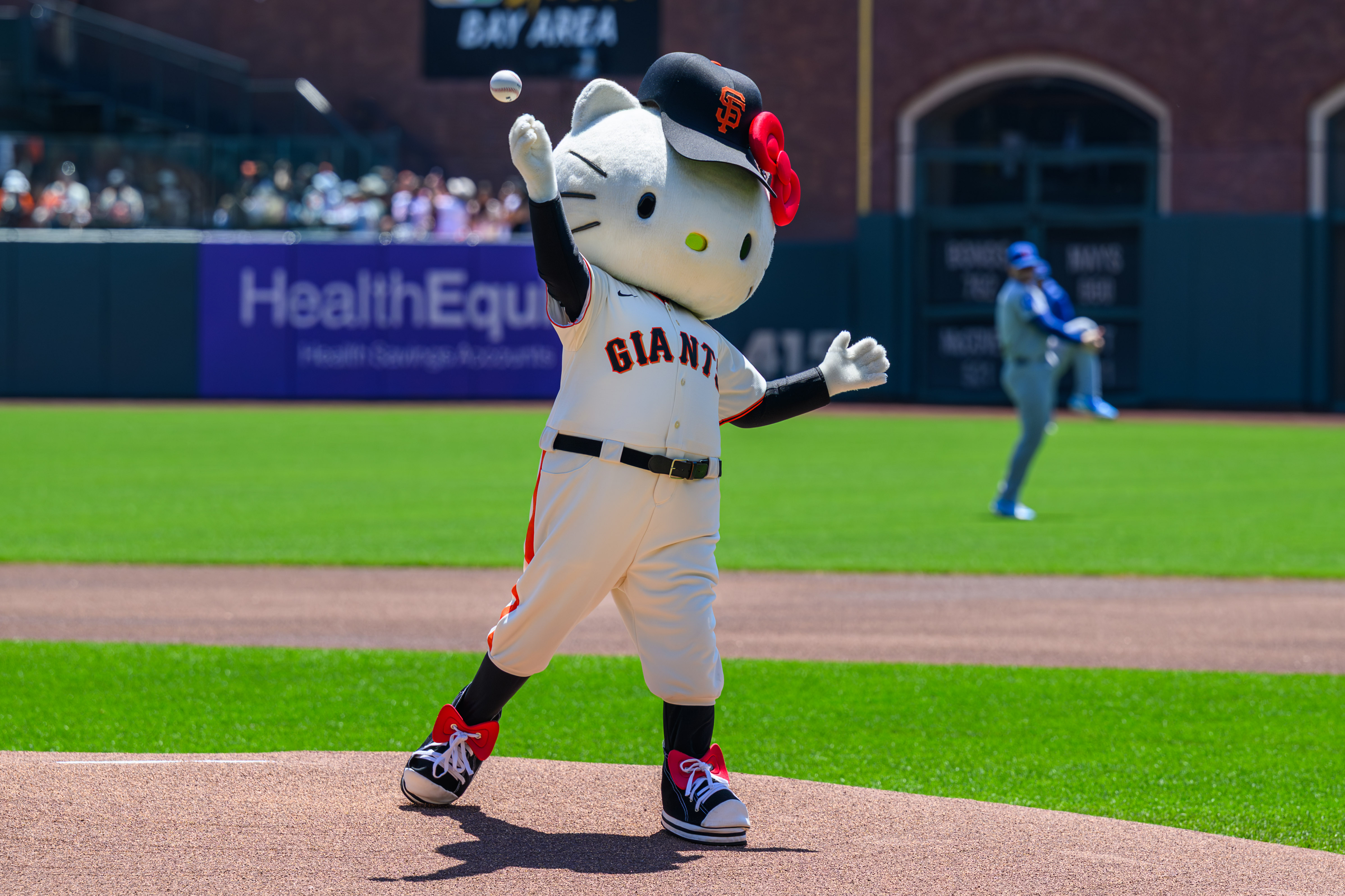 Hello Kitty throws out the ceremonial first pitch before their...