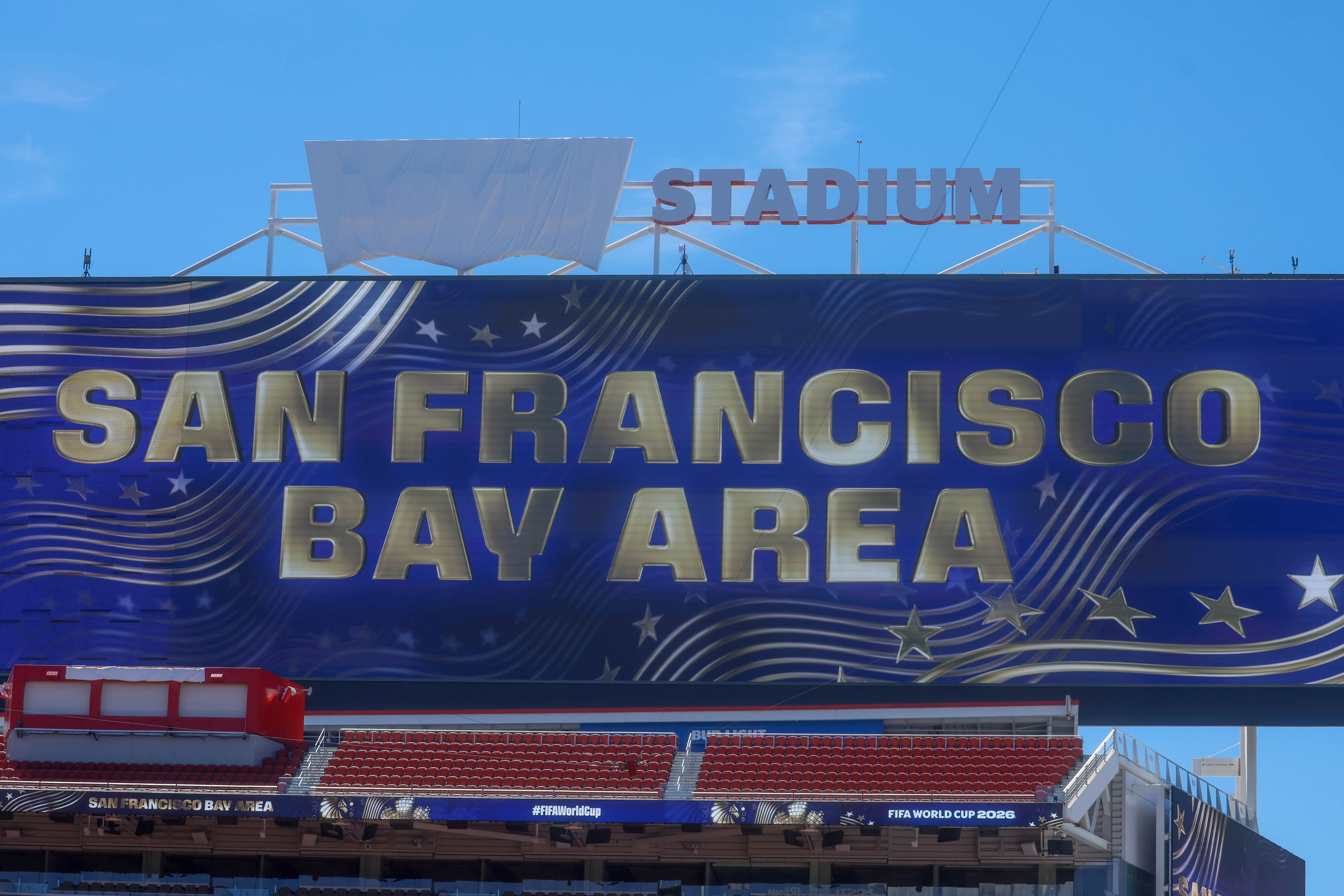 The Leviâs sign is covered at San Francisco Bay Area...