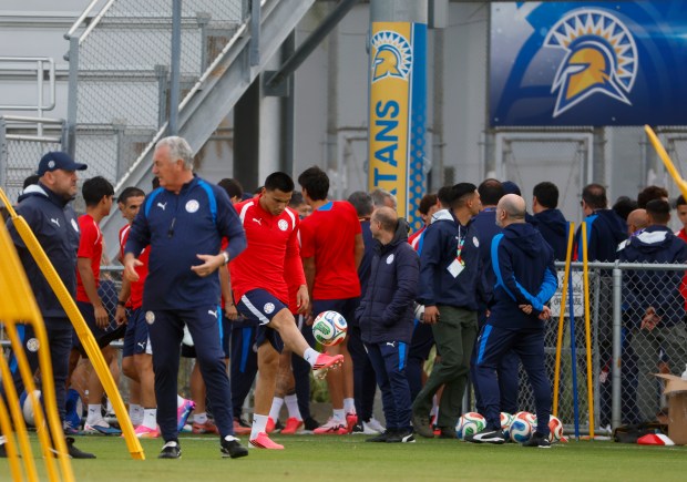 Paraguay's national soccer team trains at San Jose State University's Spartan Soccer Complex in preparation for the FIFA World Cup in San Jose, Calif., on Monday, June 8, 2026. (Nhat V. Meyer/Bay Area News Group)