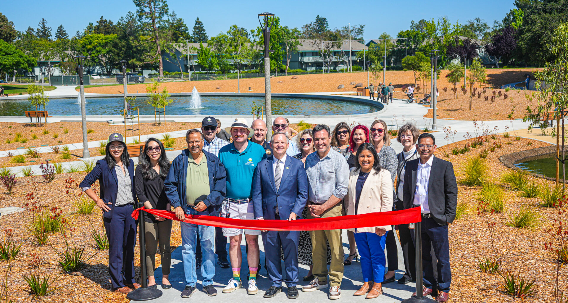 City leaders, community members and the geese were on hand to celebrate the re-opening of the Sunnyvale Community Center grounds.