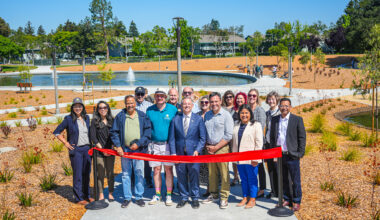 City leaders, community members and the geese were on hand to celebrate the re-opening of the Sunnyvale Community Center grounds.
