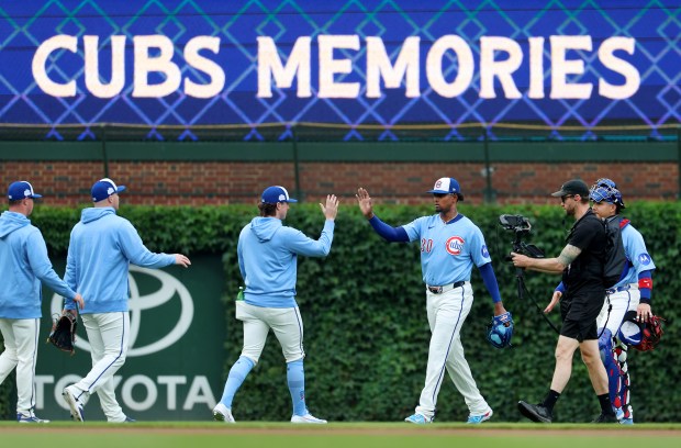 Chicago Cubs pitcher Edward Cabrera (30) comes in from the bullpen before his start against the San Francisco Giants at Wrigley Field in Chicago on June 5, 2026. (Chris Sweda/Chicago Tribune)